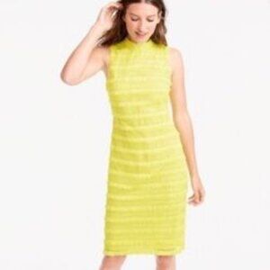 J. Crew Neon Citron Yellow Fringe Dress - Size 4 Petite